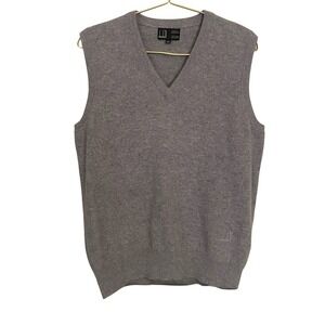 Dunhill Men Grey 100% Pure Cashmere V Neck Sweater Vest Size 40 Made in Scotland